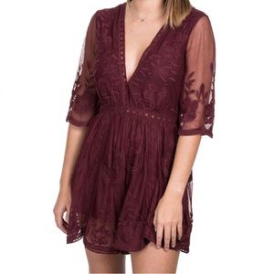Maroon Lace Romper